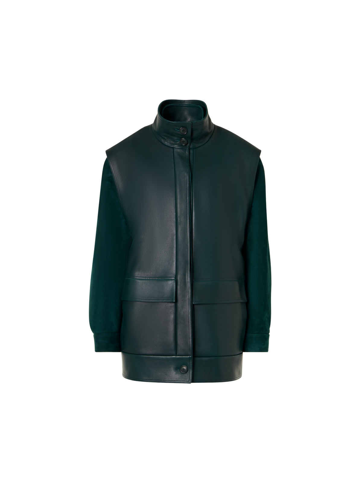 Designer Veloursleder-Blouson mit Nappaleder-Gilet - Grün