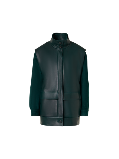 Designer Veloursleder-Blouson mit Nappaleder-Gilet - Grün