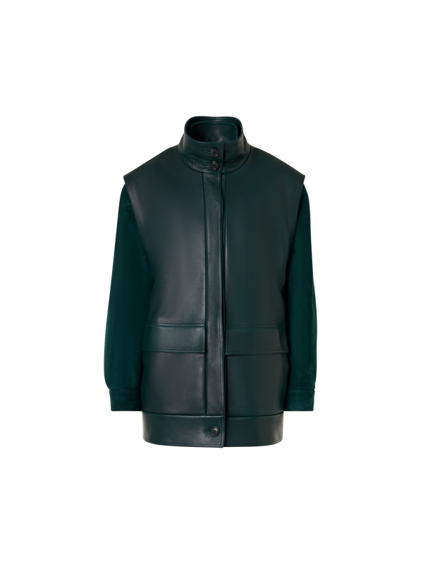 Designer Veloursleder-Blouson mit Nappaleder-Gilet - Grün