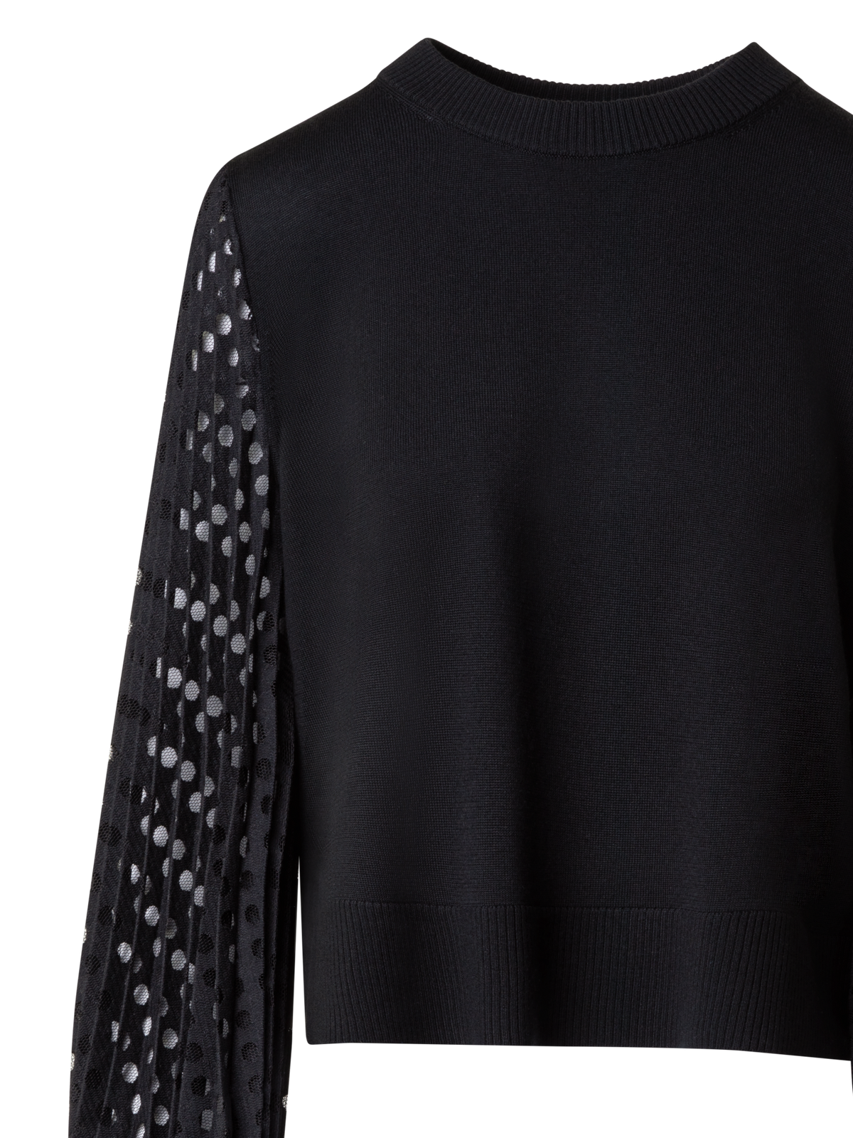 Designer Strickpullover mit halbtransparenten Ärmeln - Schwarz