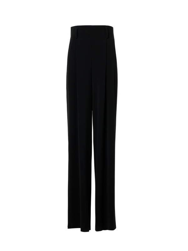 Designer Weite Lasercut-Crêpe-Hose mit hoher Taille - Schwarz