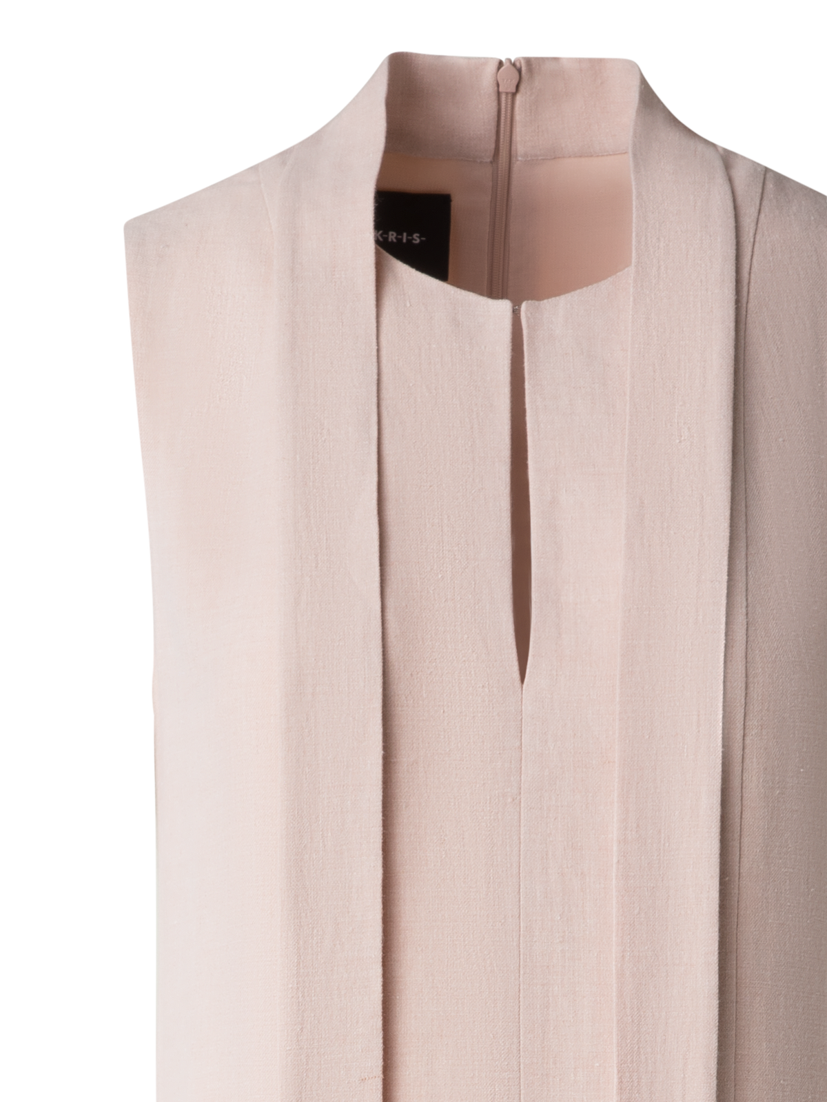 Designer Plissiertes Midikleid aus Leinen-Wollmischung - Beige