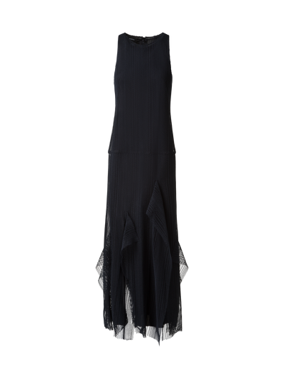 Designer Abendkleid mit Allover Stickerei - Schwarz