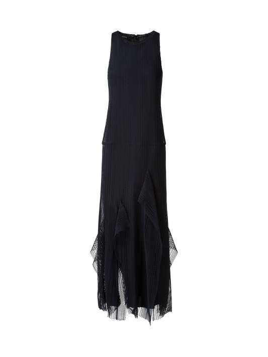 Designer Abendkleid mit Allover Stickerei - Schwarz