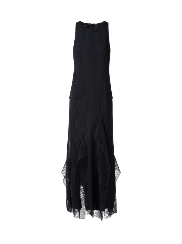 Designer Abendkleid mit Allover Stickerei - Schwarz