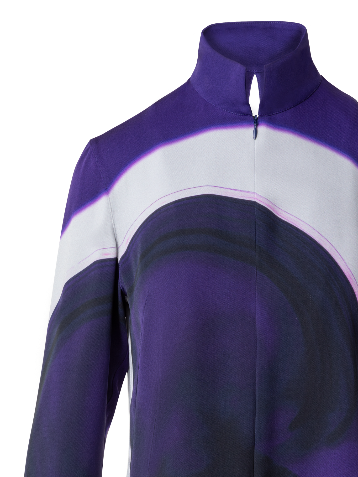 Designer Tunikabluse aus Seide mit Purple Loop Druck - Violett - Bunt