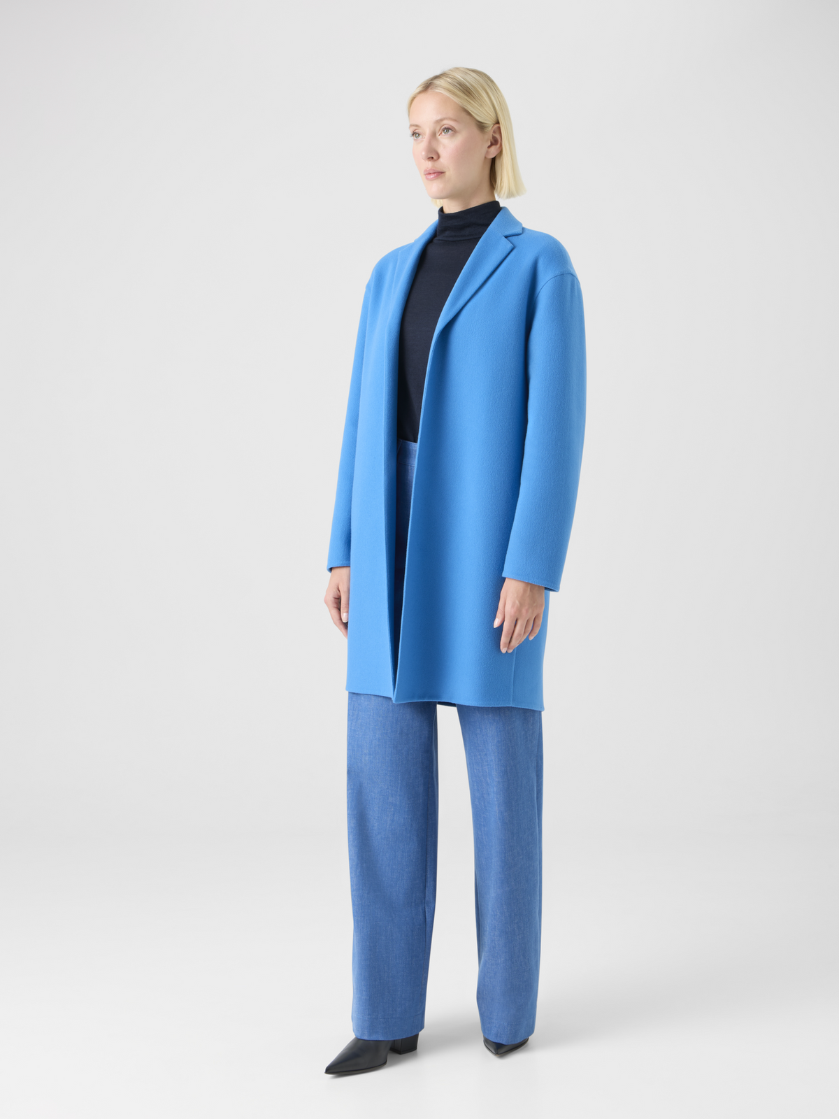 Designer Mantel aus Kaschmir Doubleface - Blau #editorial