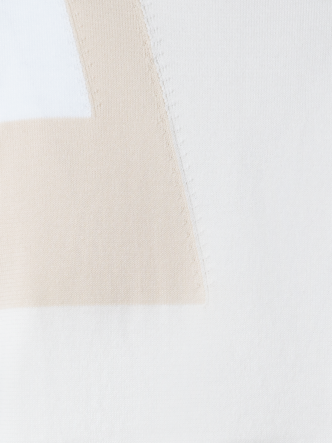 Designer Baumwoll-Strick-Top mit Trapez-Jacquard - Ecru - Weiss