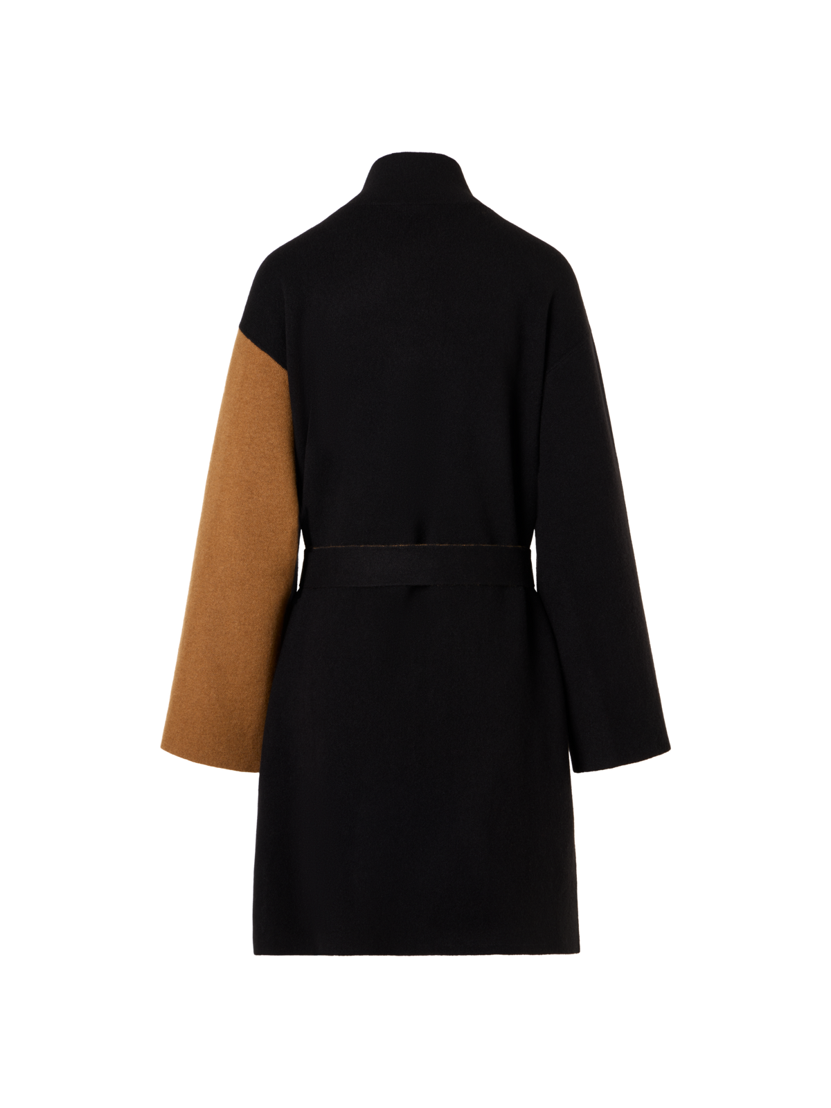 Designer Strickmantel aus Kaschmir-Double-Face im Colour-Block - Braun - Bunt - Schwarz