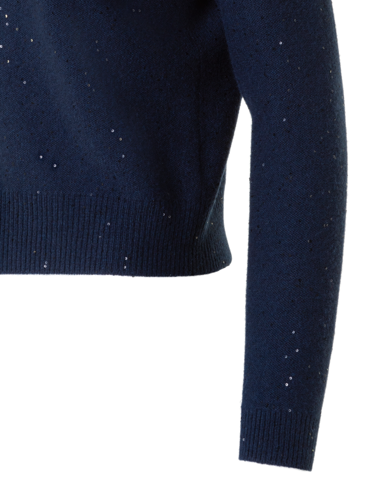 Designer Wolle Kaschmir Pailletten Strick Cardigan - Dunkelblau - Blau