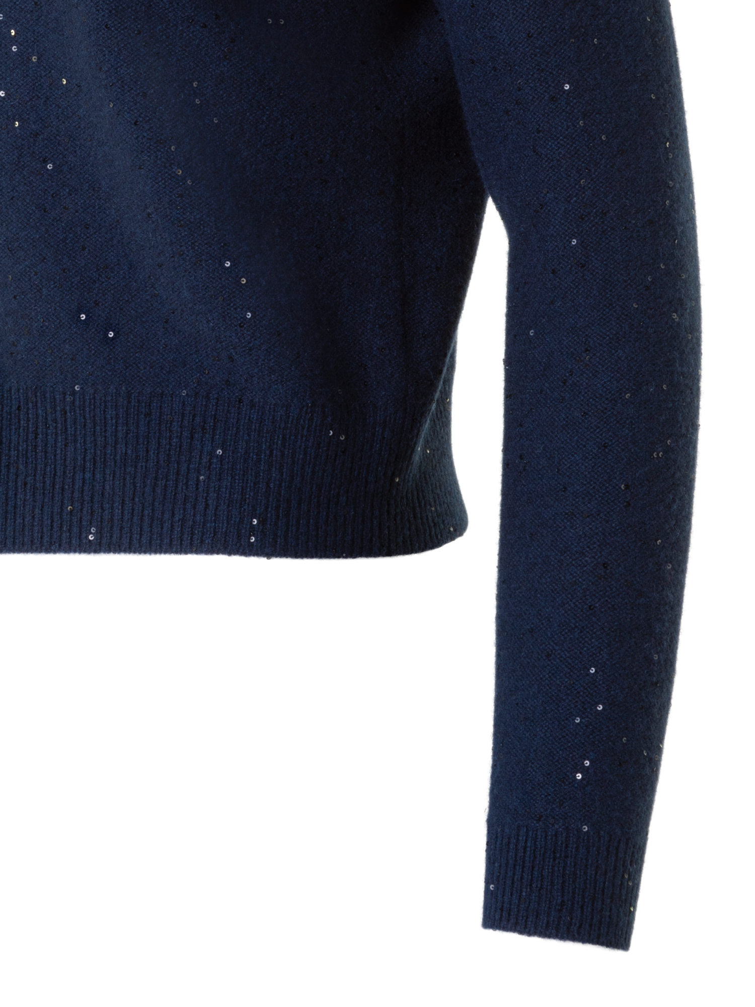 Designer Wolle Kaschmir Pailletten Strick Cardigan - Dunkelblau - Blau