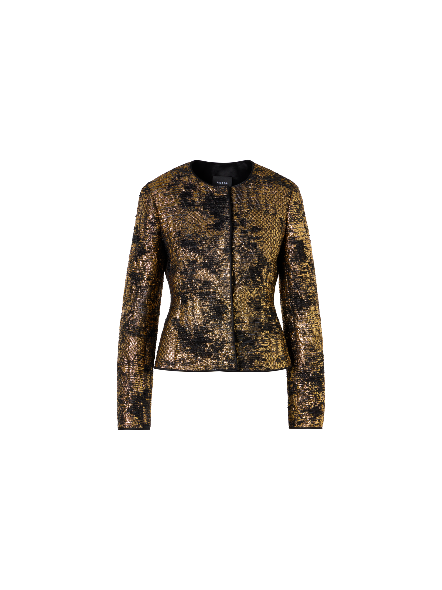 Designer Taillierte Jacke in Fragmented Jacquard - Bunt - Gold