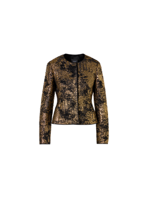 Designer Taillierte Jacke in Fragmented Jacquard - Bunt - Gold