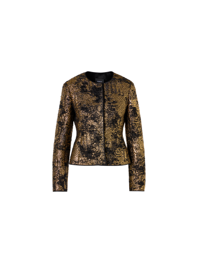 Designer Taillierte Jacke in Fragmented Jacquard - Bunt - Gold