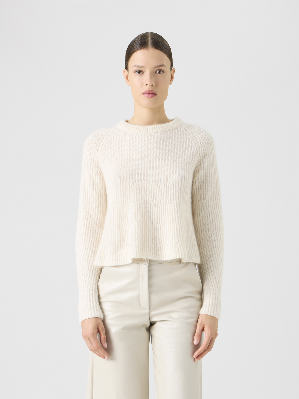 Designer Gerippter Pullover aus Kaschmir-Seide - Ecru #editorial