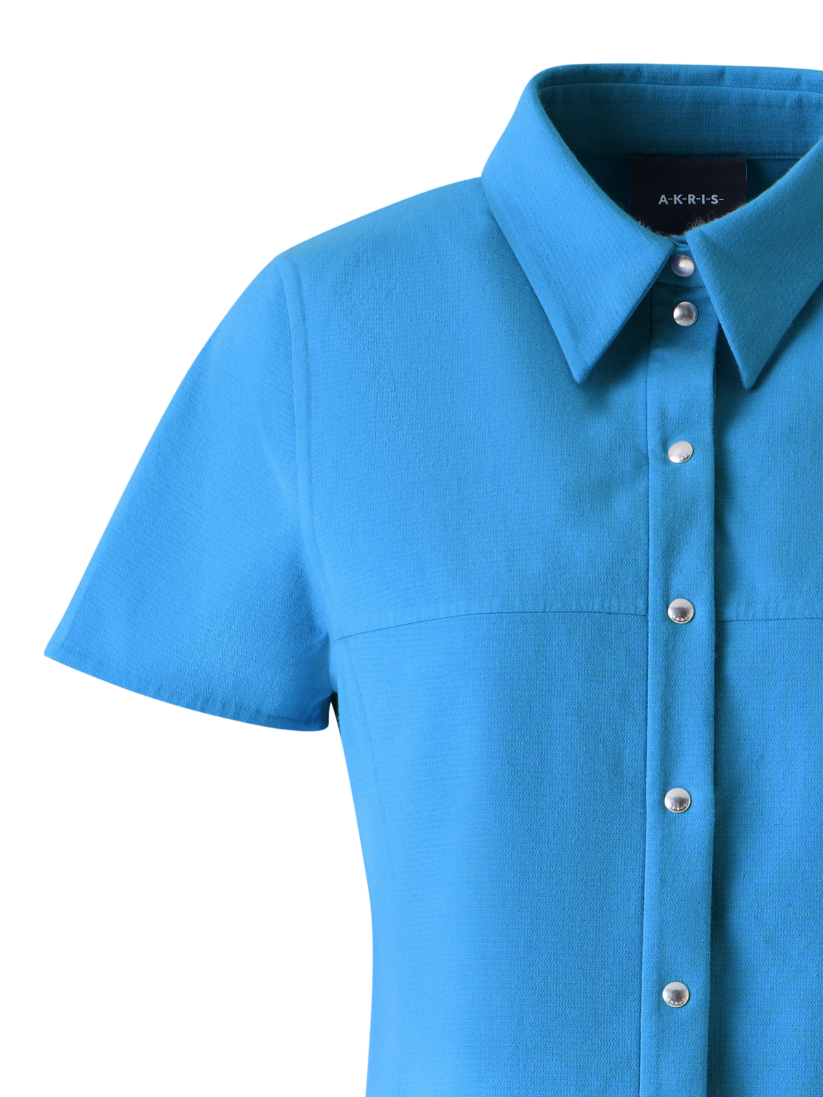 Designer Double-Face-Polokleid aus Baumwoll-Seidenstretch - Blau