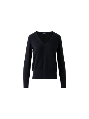 Designer Cashmere-Pullover mit V-Ausschnitt - Schwarz - Dunkelblau - Blau - Beige