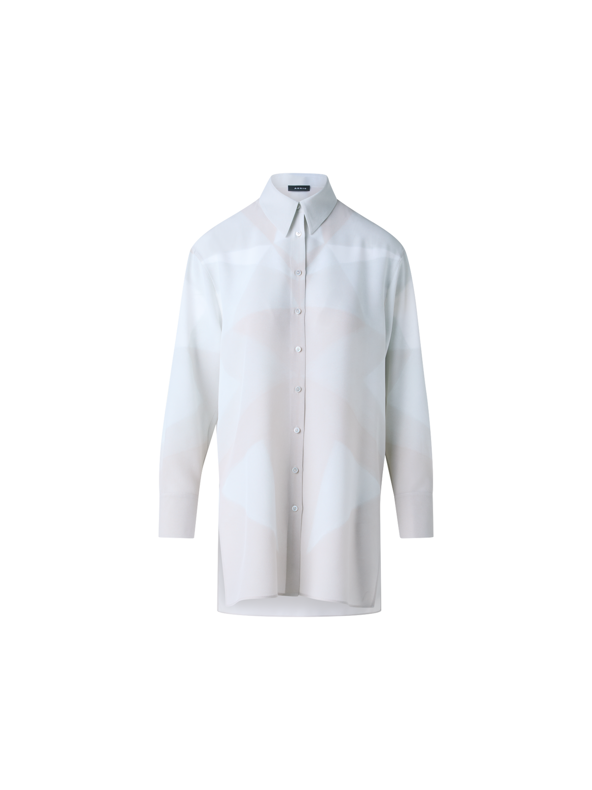 Designer Seiden-Tunika-Bluse mit Chiaroscuro Druck