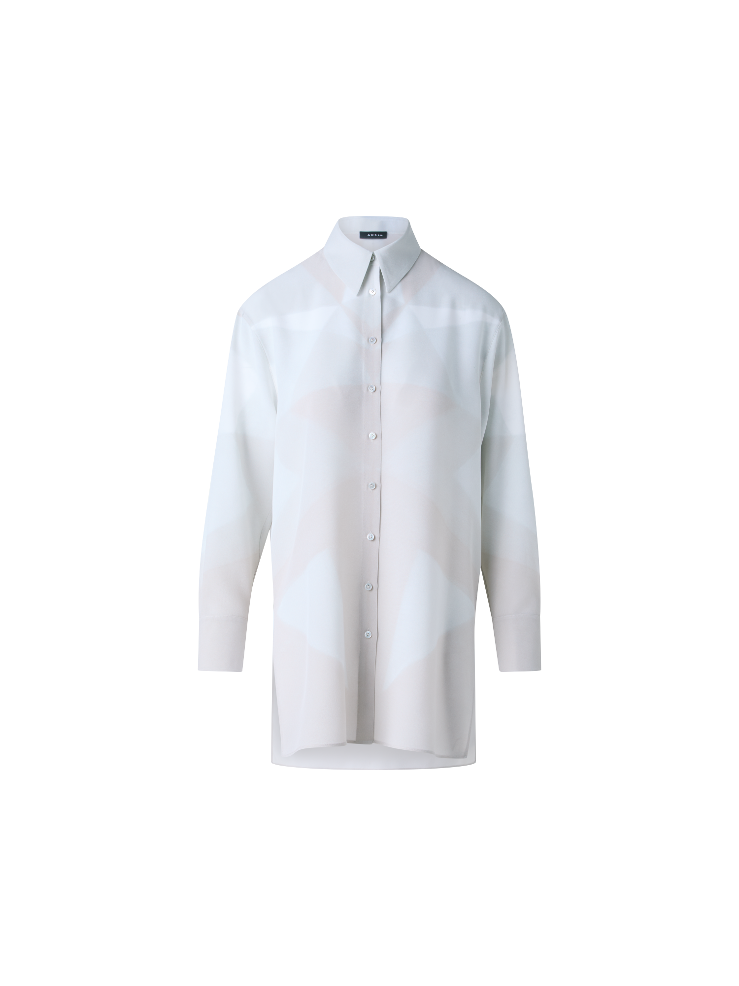 Designer Seiden-Tunika-Bluse mit Chiaroscuro Druck