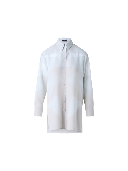 Designer Seiden-Tunika-Bluse mit Chiaroscuro Druck
