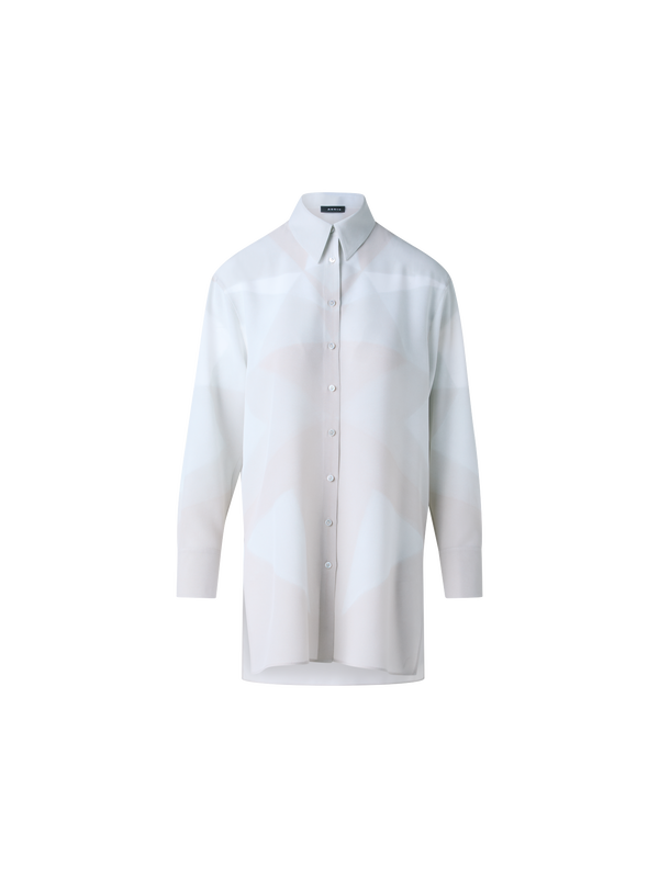 Designer Seiden-Tunika-Bluse mit Chiaroscuro Druck