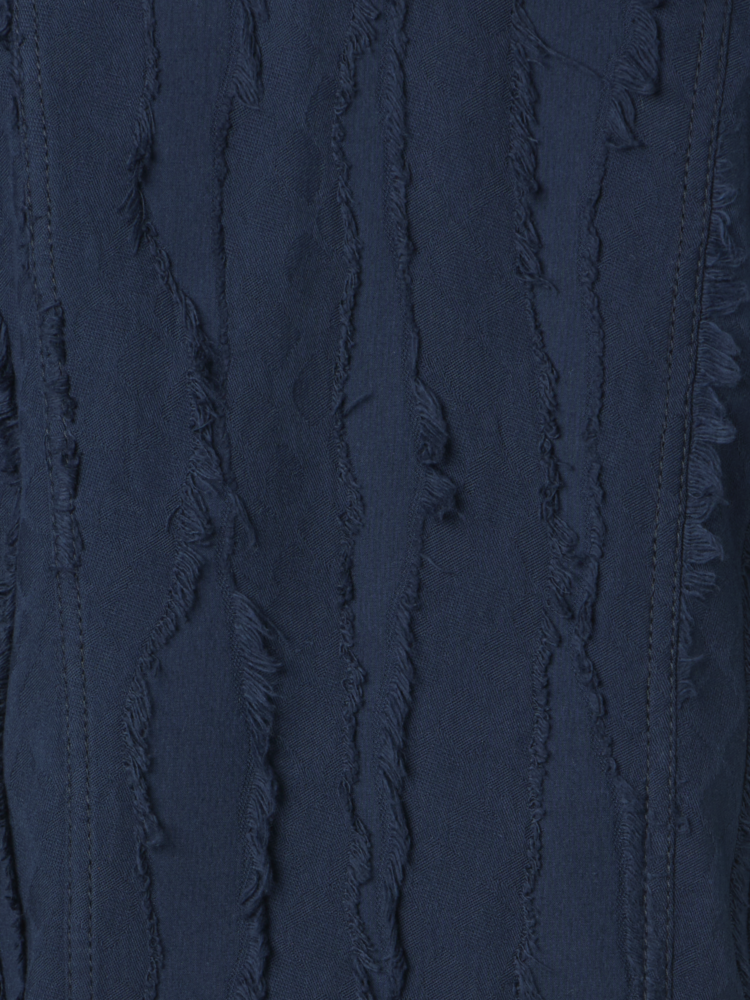 Designer Baumwolljacke aus Fransen-Wave-Jacquard - Dunkelblau - Blau