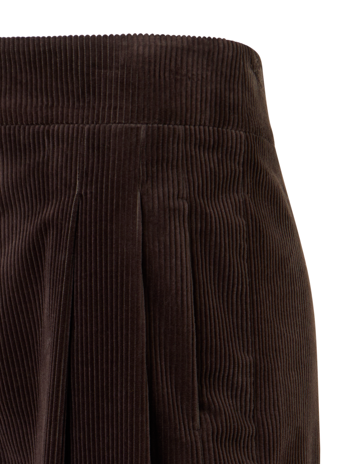 Designer Weite Bundfaltenhose aus Baumwollcord - Braun