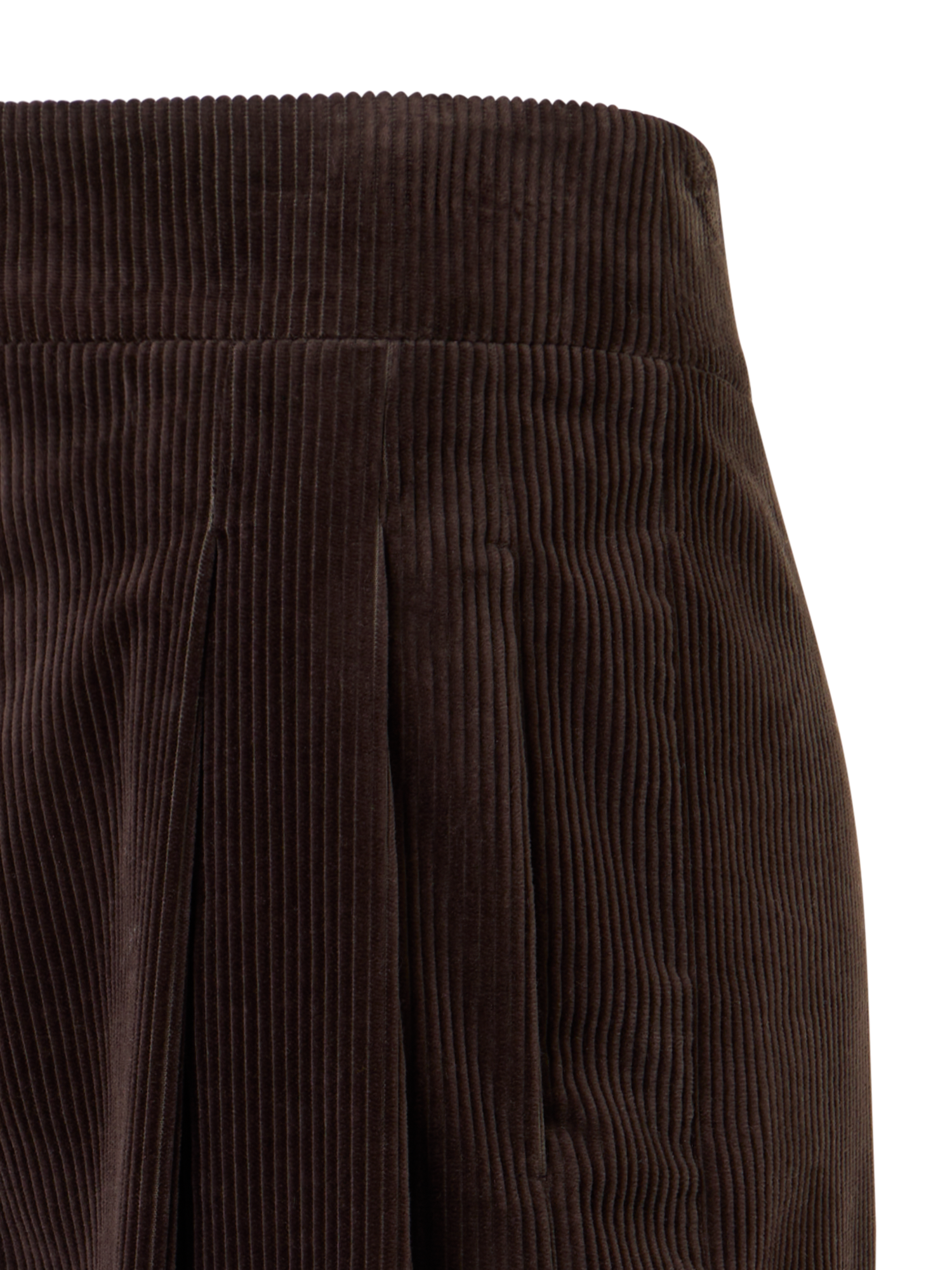 Designer Weite Bundfaltenhose aus Baumwollcord - Braun