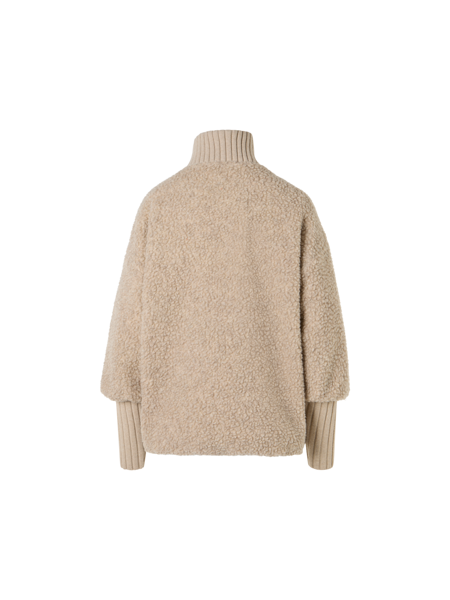 Designer Gesteppte Fleece-Bouclé-Jacke mit hohen Bündchen - Beige