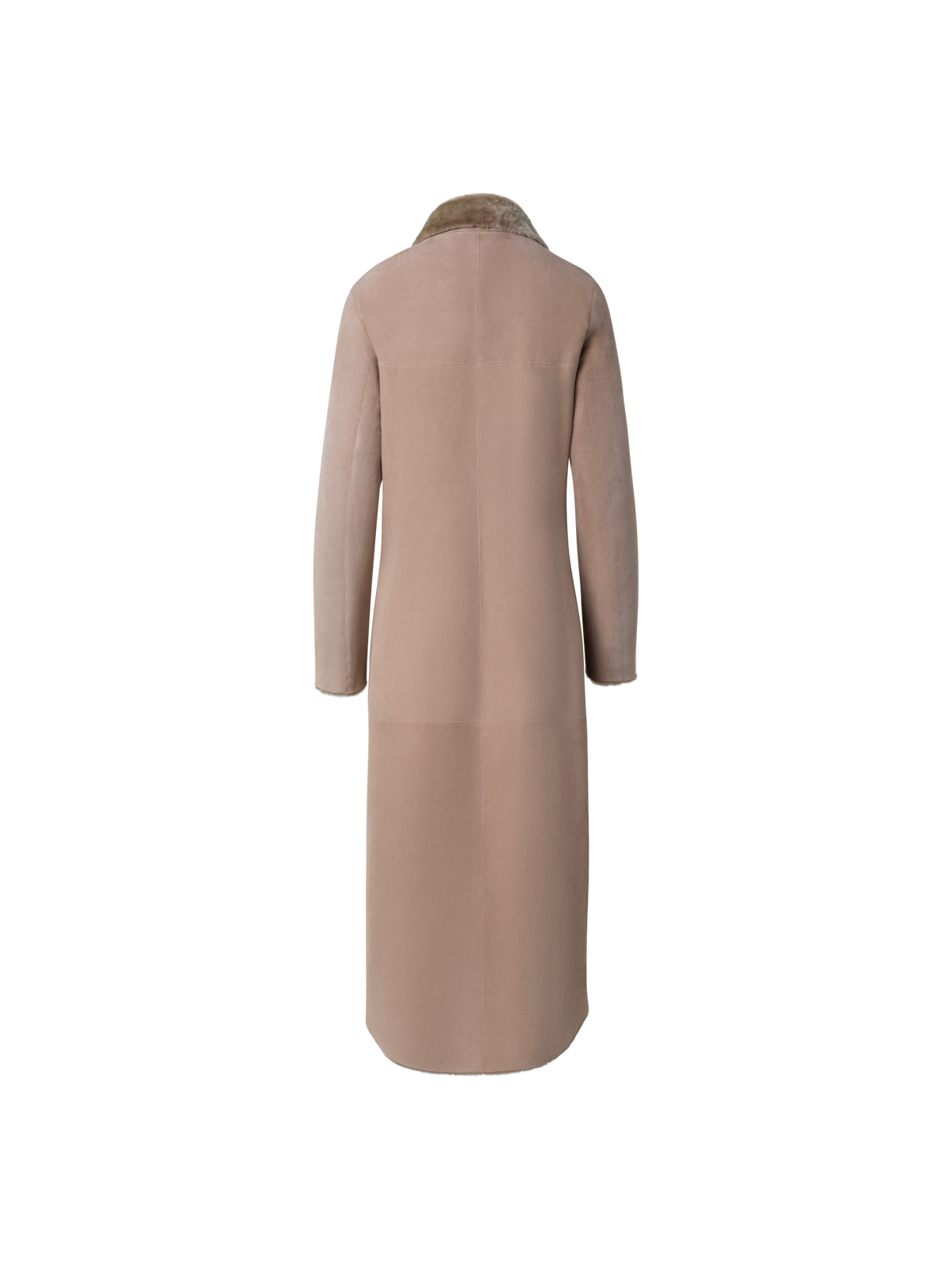 Designer Langer Shearling Ledermantel - Beige