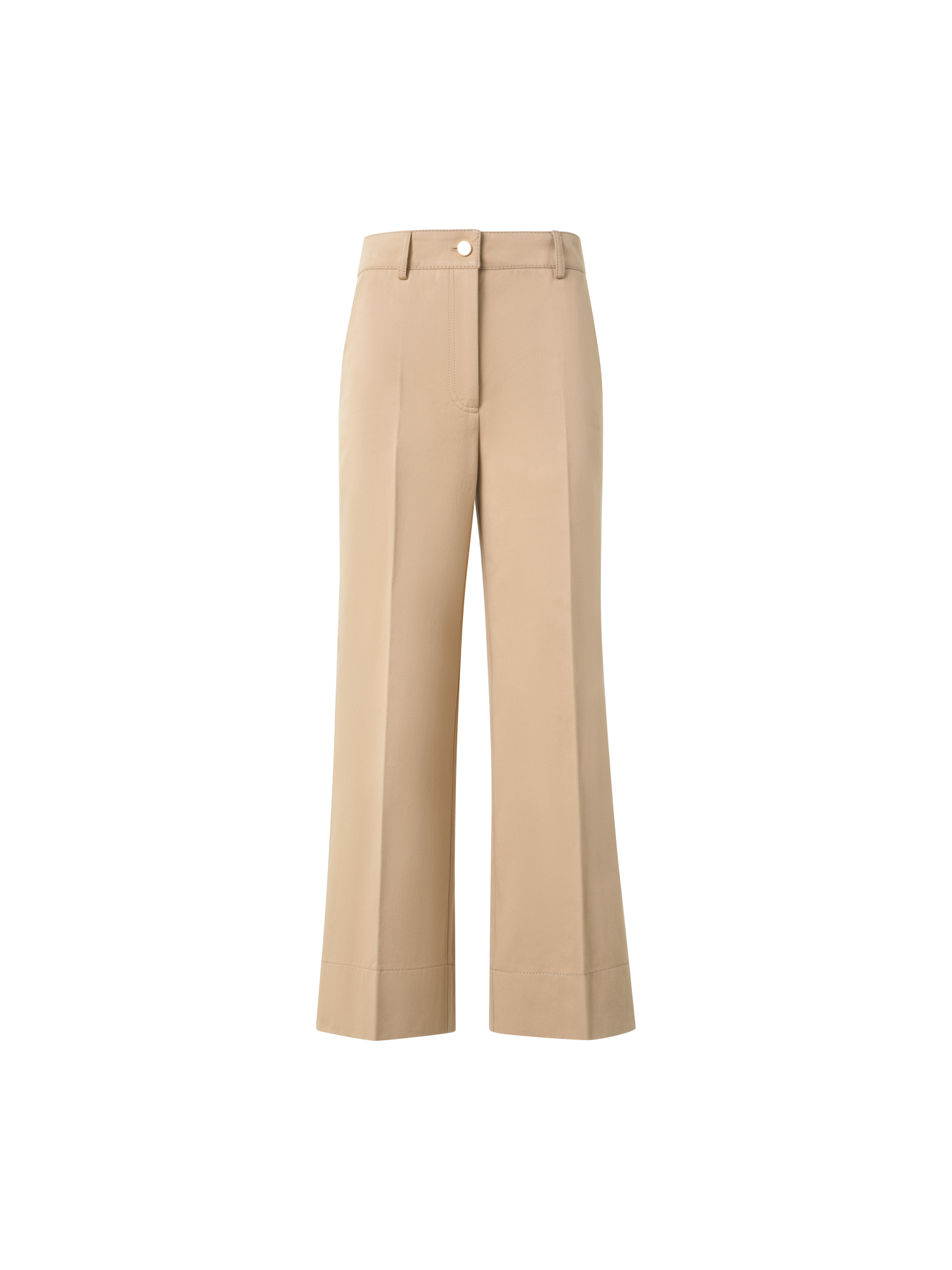 Designer Cropped Weite Hose aus Baumwoll-Gabardine - Beige