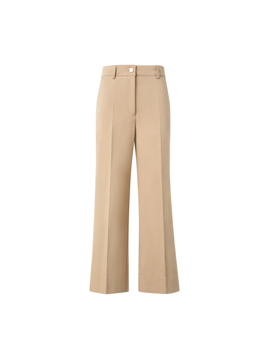 Designer Cropped Weite Hose aus Baumwoll-Gabardine - Beige