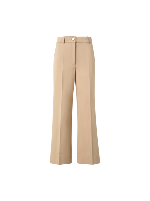 Designer Cropped Weite Hose aus Baumwoll-Gabardine - Beige