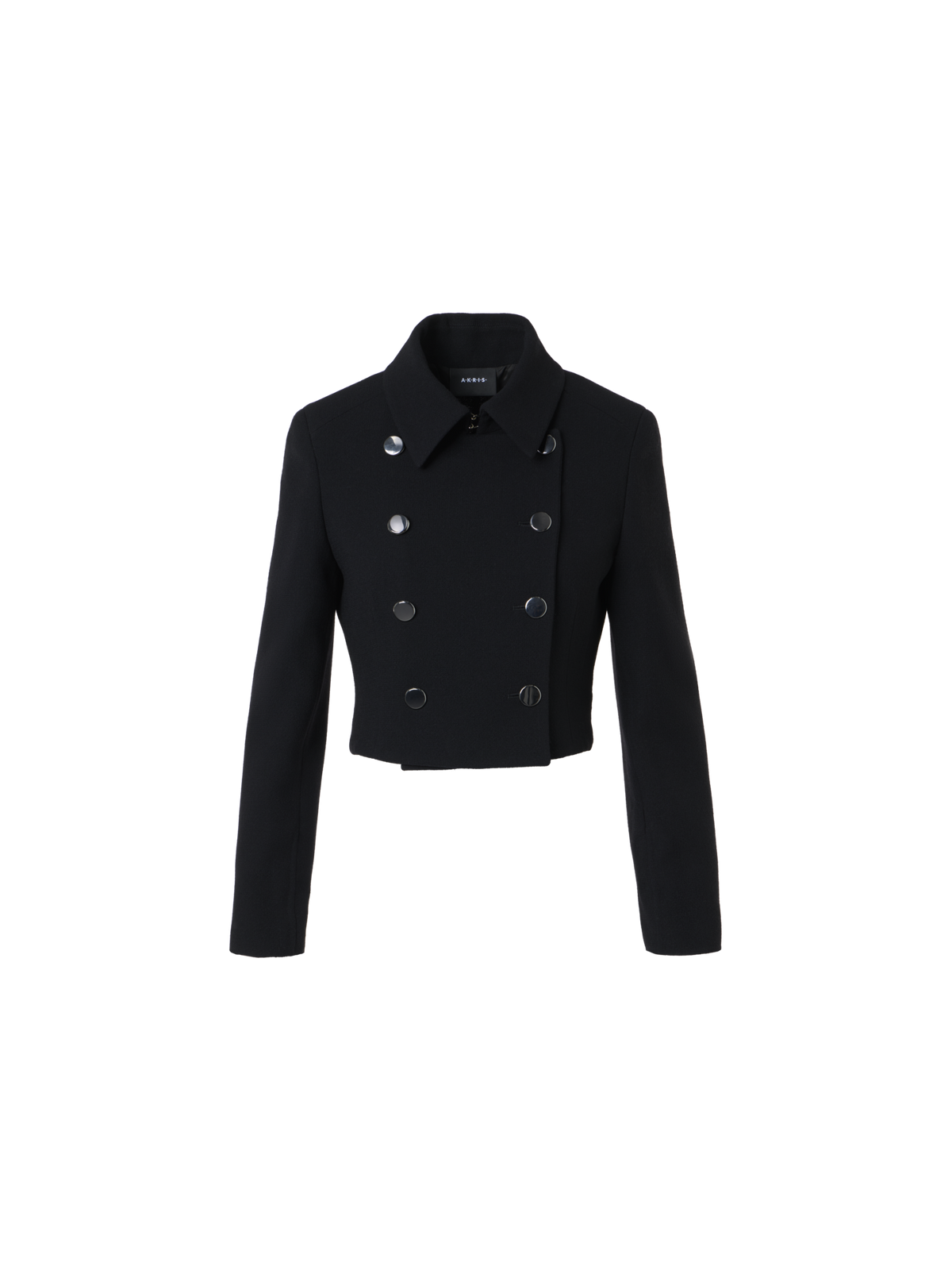 Designer Kurze Jacke aus Woll-Crêpe Doubleface - Schwarz