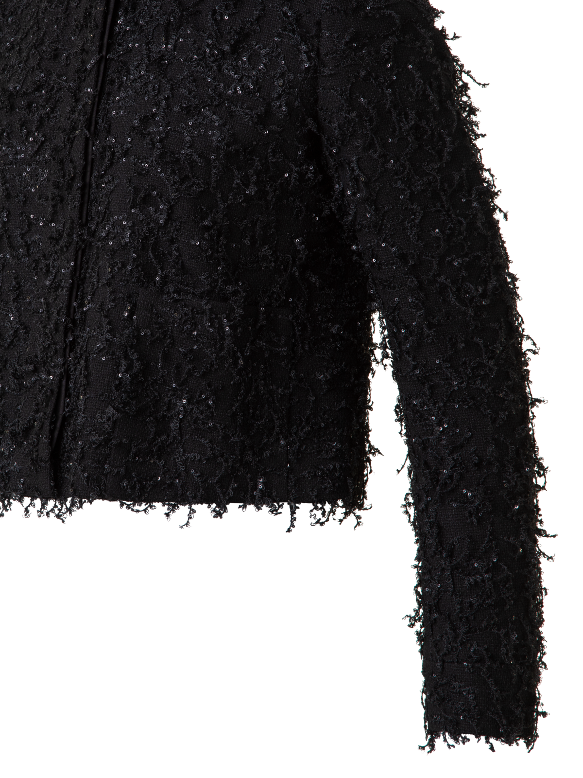 Designer Kurze Jacke mit Micro-Pailletten und Fransen - Schwarz