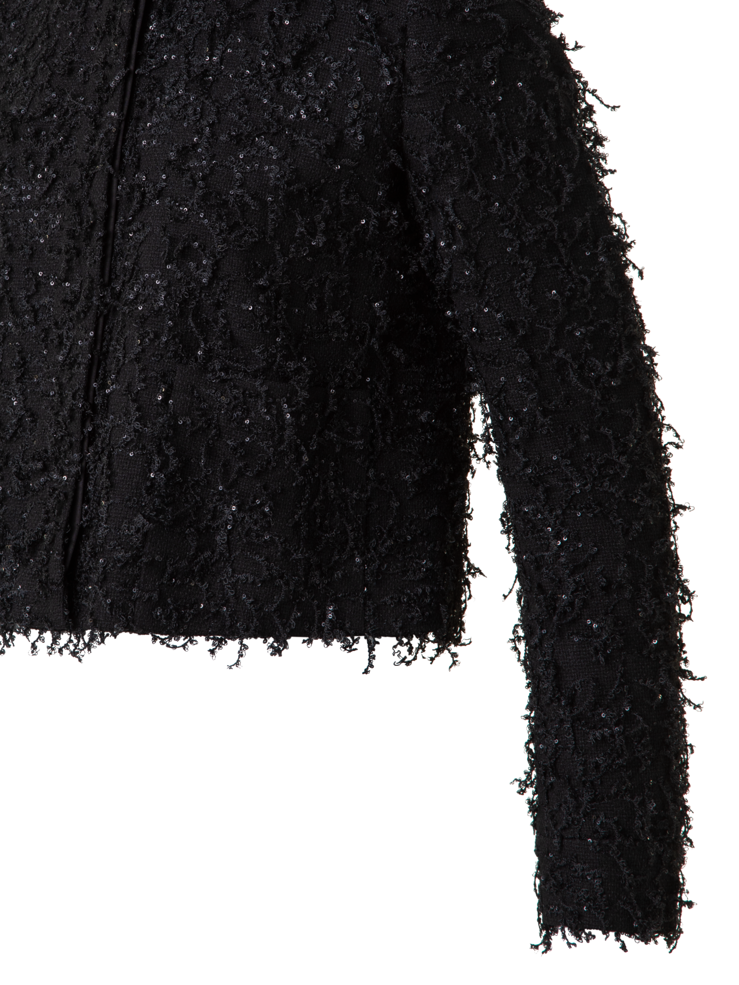 Designer Kurze Jacke mit Micro-Pailletten und Fransen - Schwarz