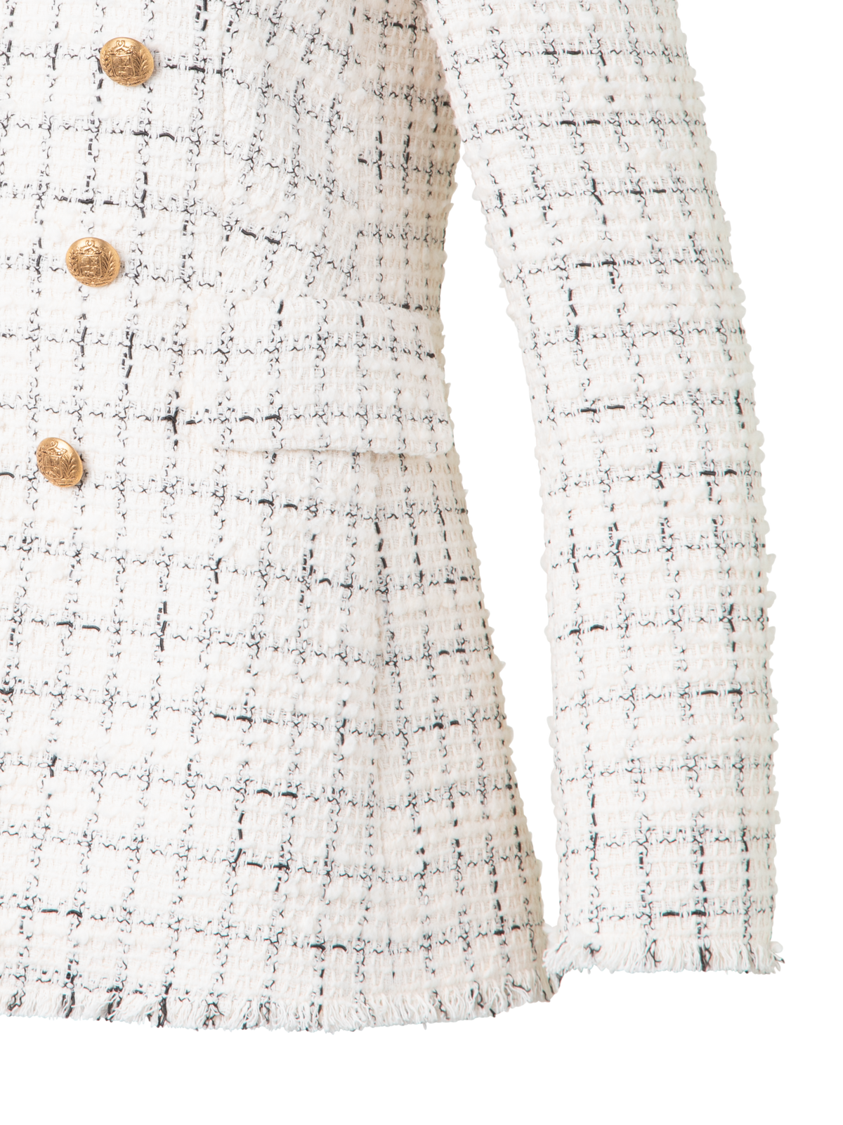 Designer Langer Blazer in Chunky Tweed - Ecru - Weiss
