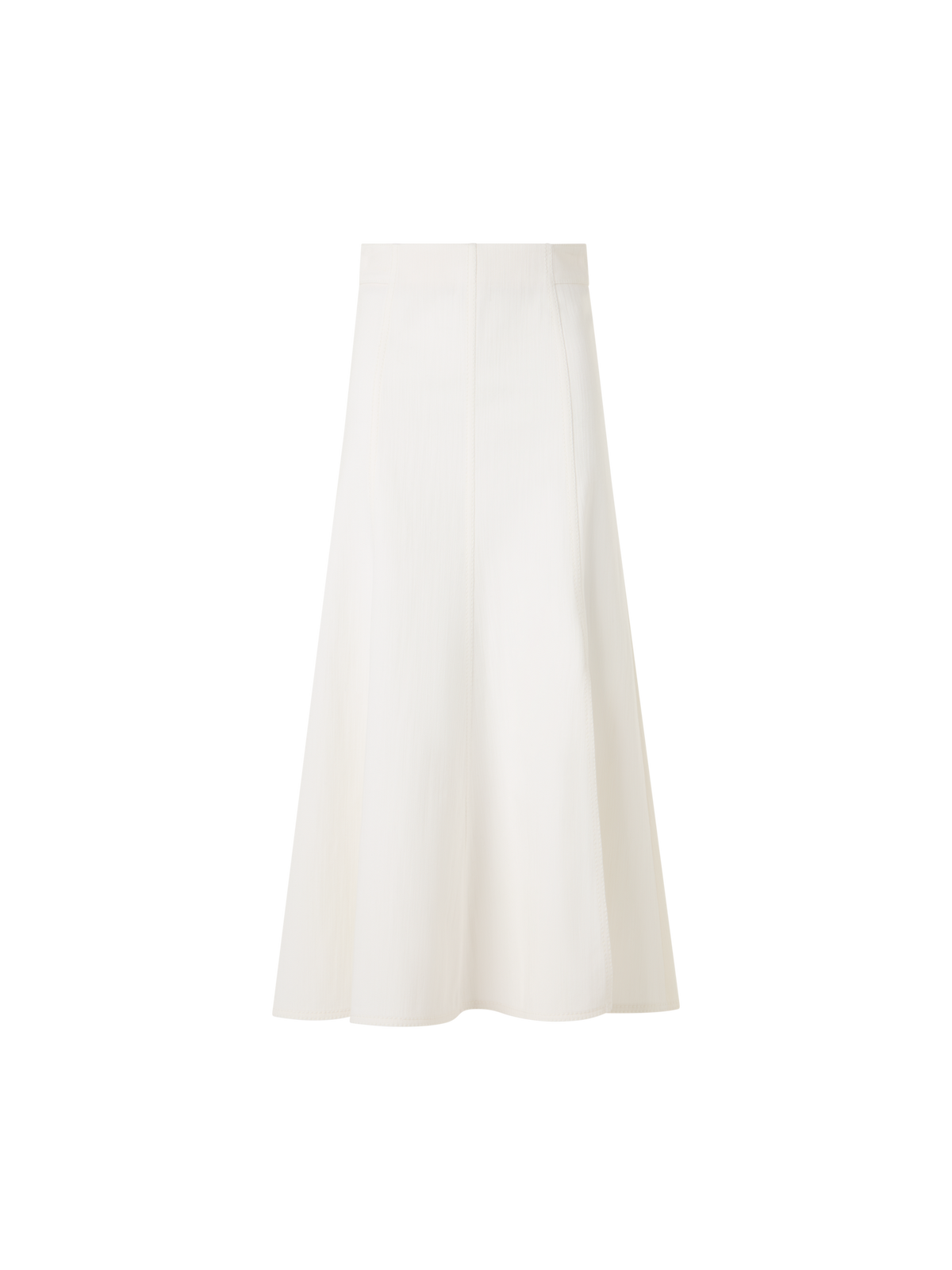 Designer Ausgestellter Midirock aus Baumwoll-Stretch-Denim - Weiss