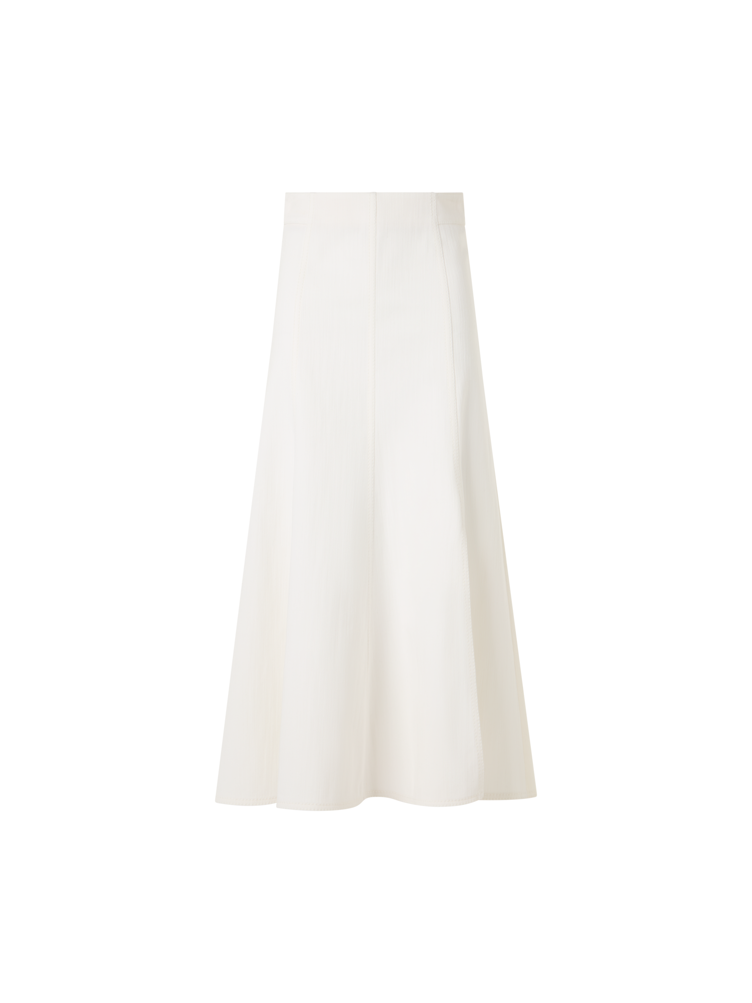 Designer Ausgestellter Midirock aus Baumwoll-Stretch-Denim - Weiss