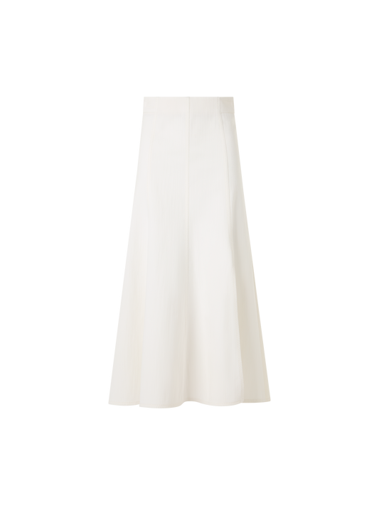 Designer Ausgestellter Midirock aus Baumwoll-Stretch-Denim - Weiss