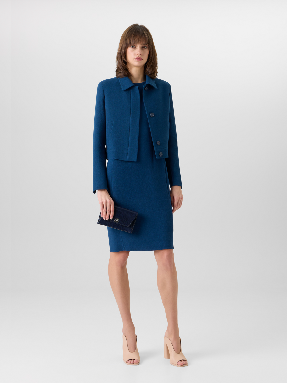 Designer Kato Kurzjacke aus Woll-Krepp-Doubleface - Blau #editorial
