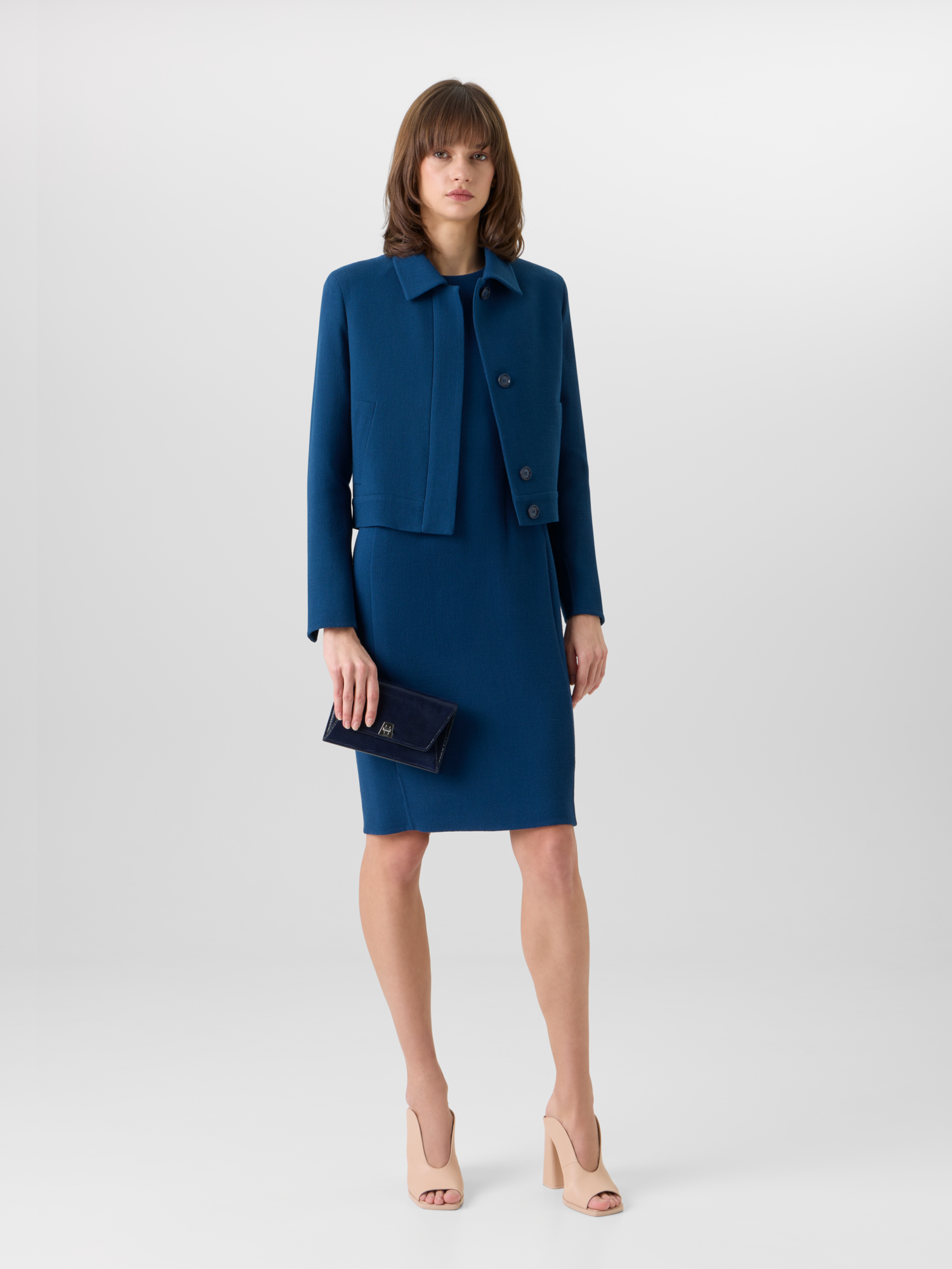 Designer Kato Kurzjacke aus Woll-Krepp-Doubleface - Blau 