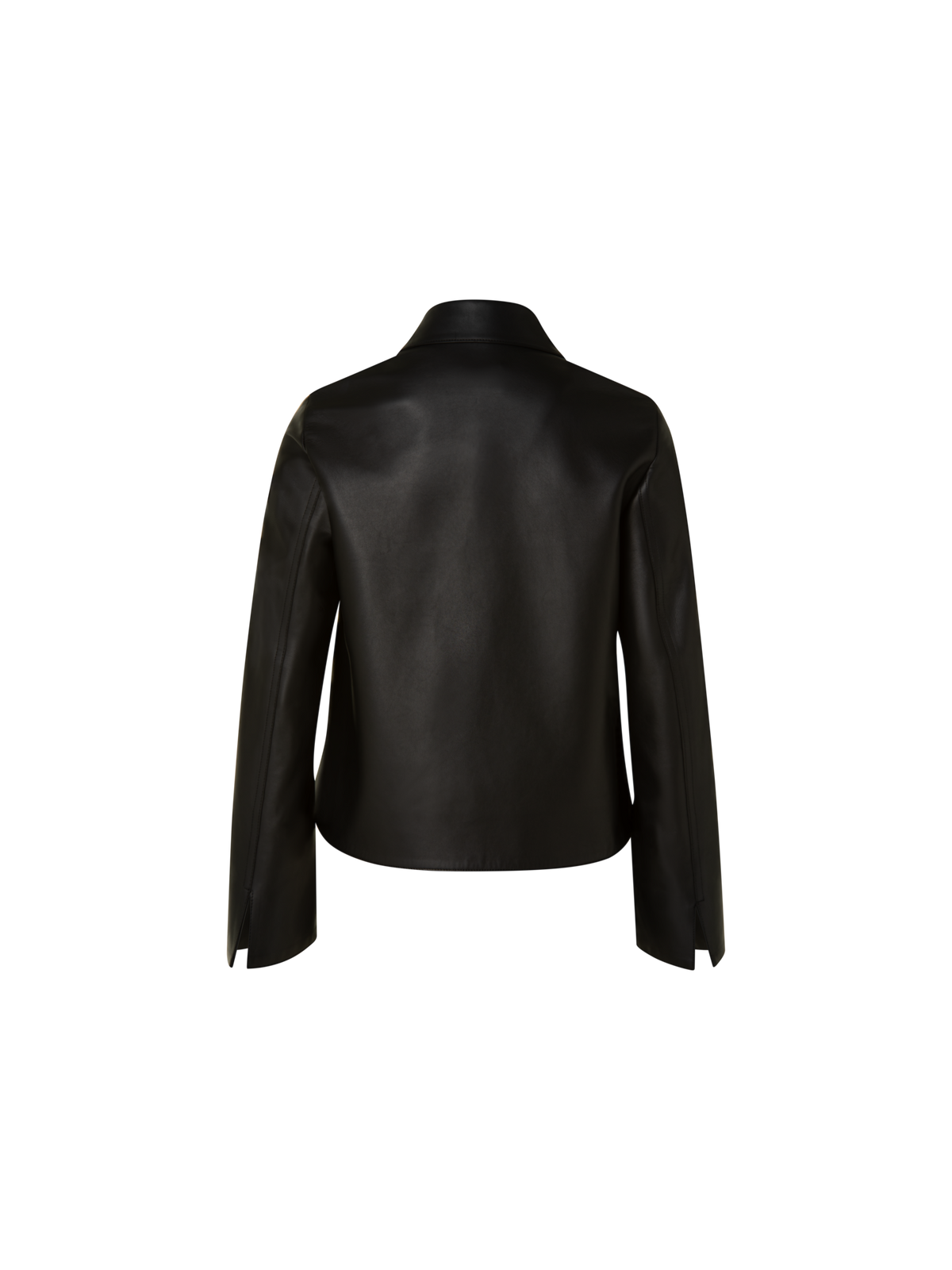 Designer Lammleder Jacke mit Hemdkragen und Knopfdetail