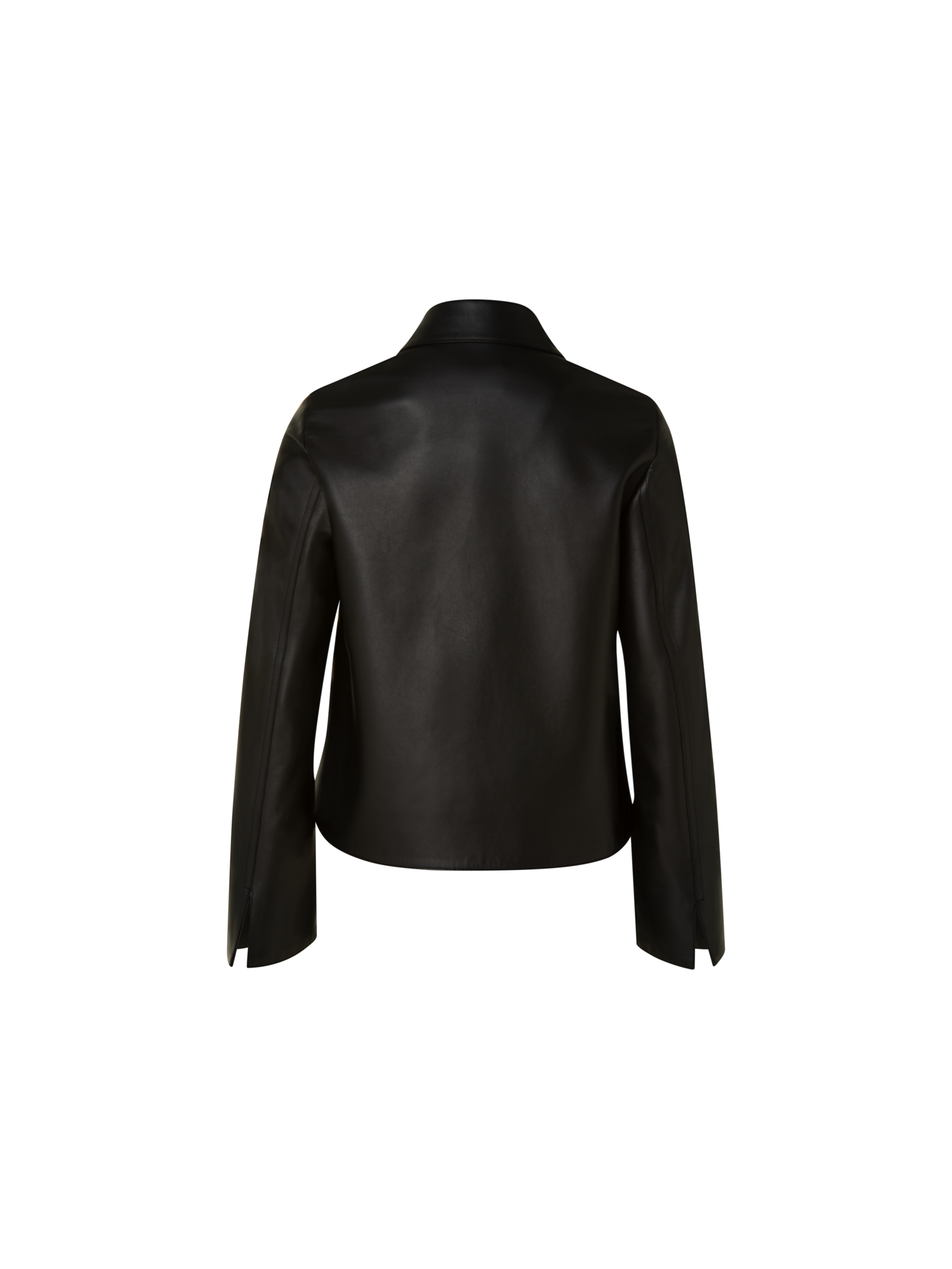 Designer Lammleder Jacke mit Hemdkragen und Knopfdetail