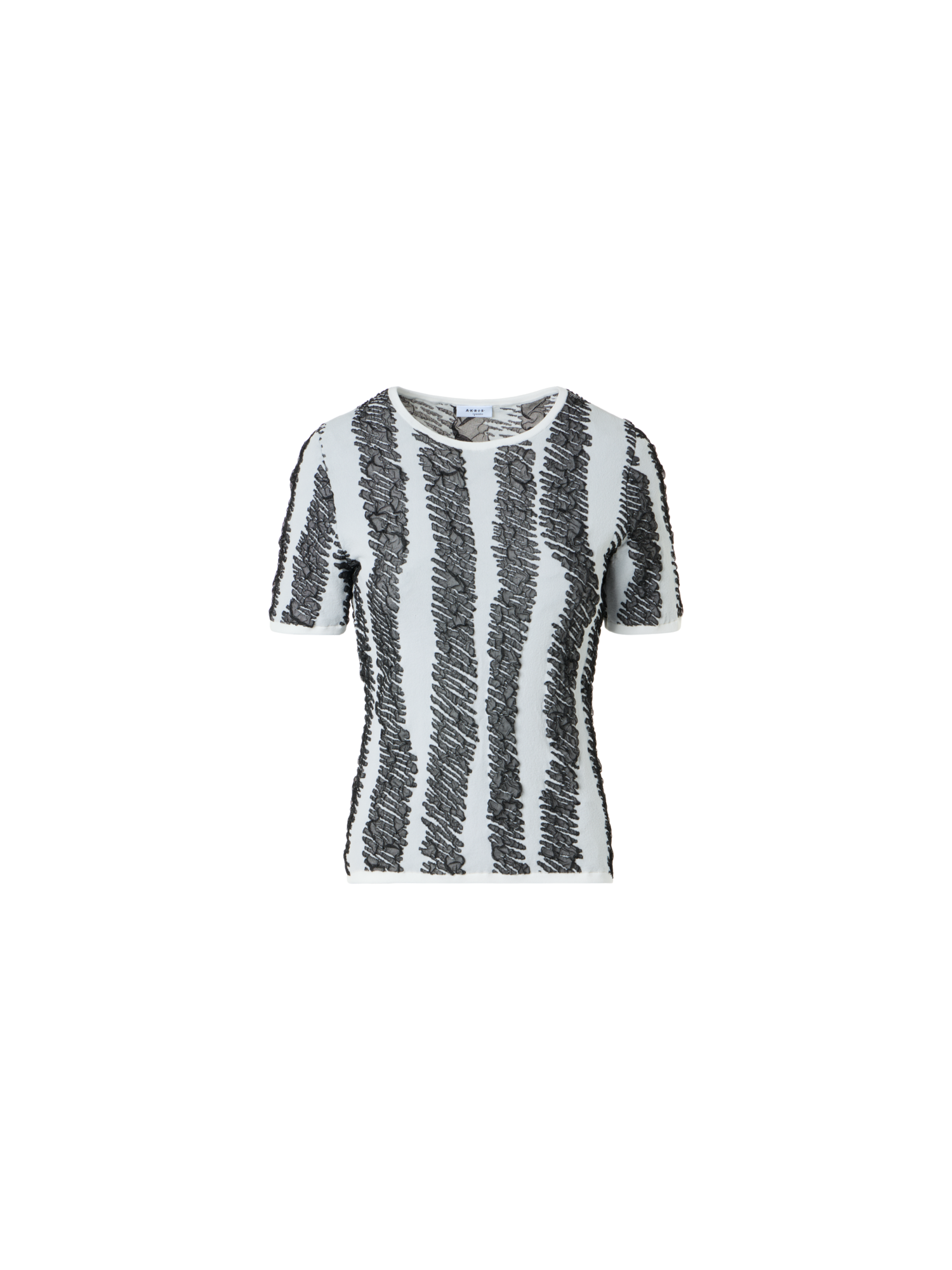 Designer Tailliertes 3D-Scribble-Jacquard-Strick-Top - Schwarz - Bunt