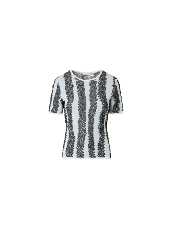 Designer Tailliertes 3D-Scribble-Jacquard-Strick-Top - Schwarz - Bunt