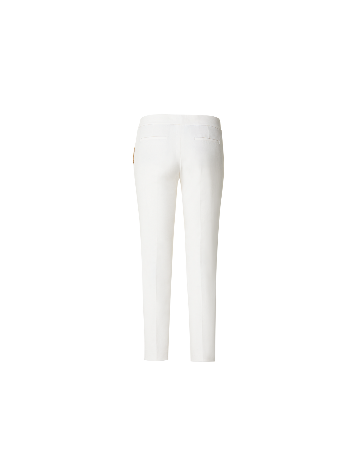 Designer Cropped Slim Hose aus Baumwoll-Stretch - Ecru - Weiss