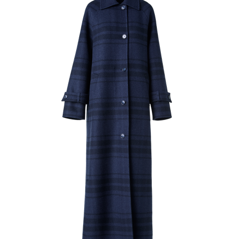 Oversized Wool Double-Face Plaid Maxi Coat