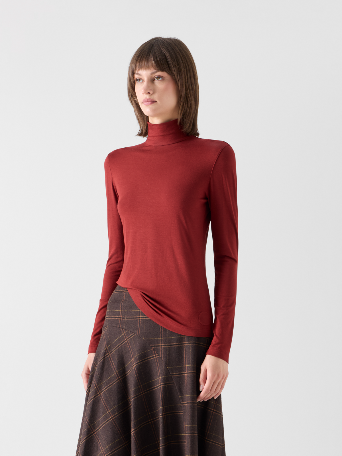 Designer Tailliertes Modal-Shirt mit Punto Dot Detail - Rot 