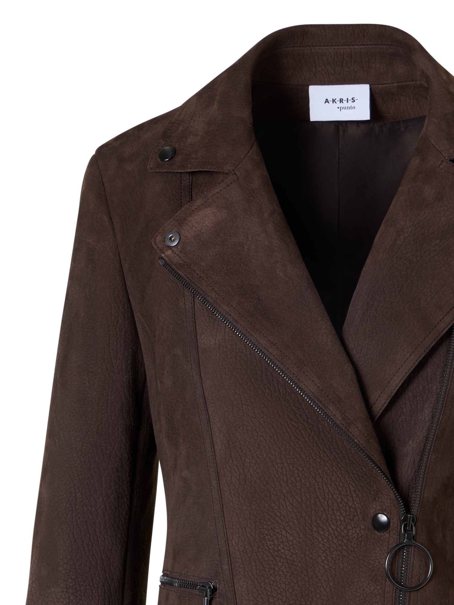 Designer Kurze Bikerjacke aus Lamm-Veloursleder - Braun